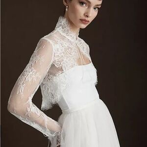 Society James Fiona Long-Sleeve Collared Lace Topper